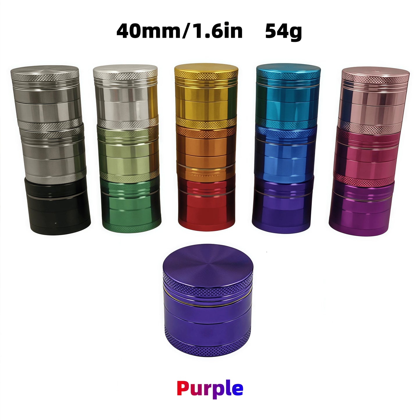 4-Layer Rainbow Tobacco Grinder - 15 Colors ( 40mm) | Aerospace Aluminum W/ Pollen Catcher,The Most Suitable