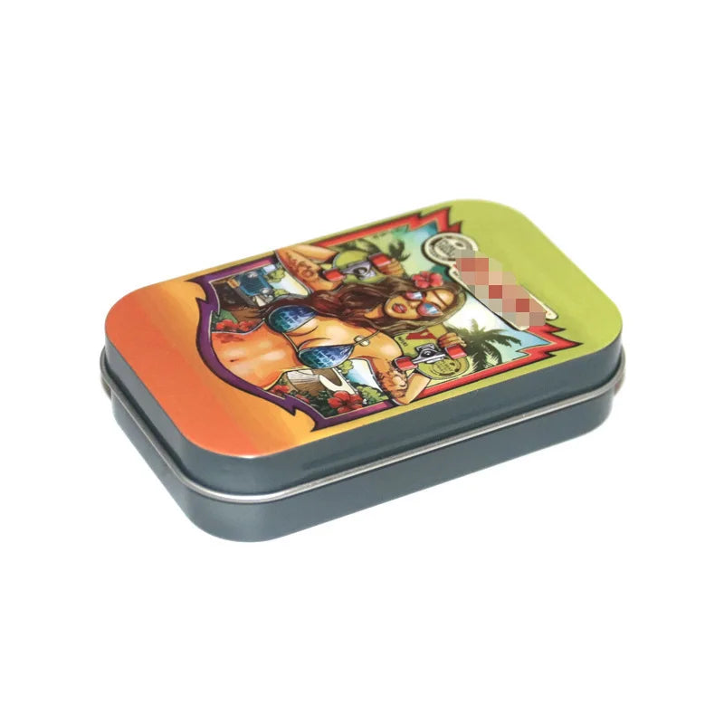 1 Pc Tinplate Jewelry Candy Coin Key Organizer Cigarette Case - Rectangle Container Tobacco Storage Smoking Accessories