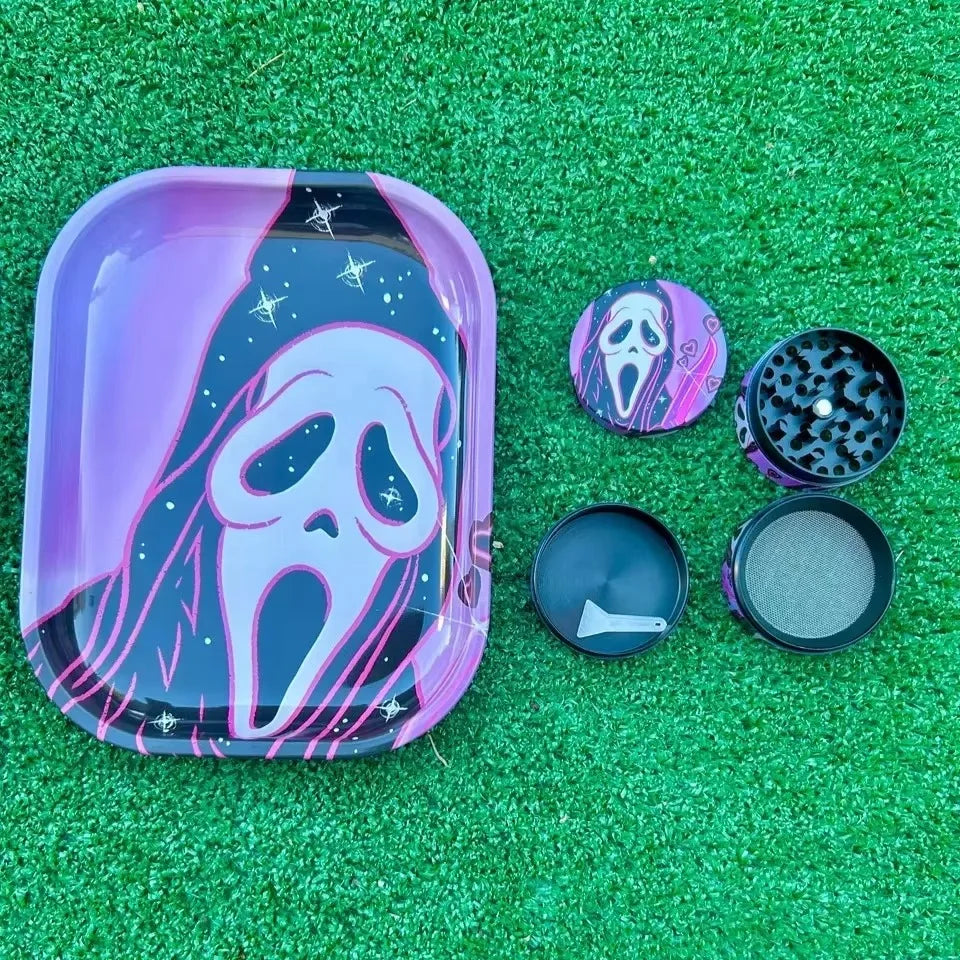 Grinder and Rolling Tray Kit Man Gift Two Pieces in One Tobacco Accessories