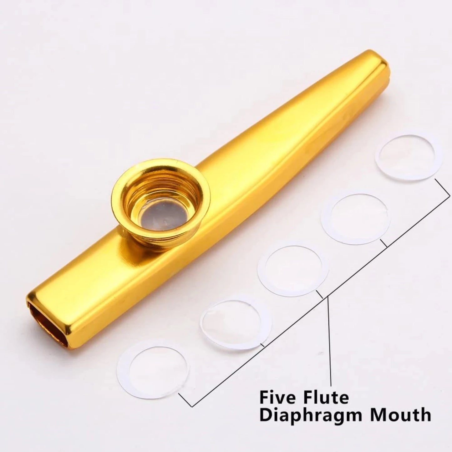 Kazoo Golden Aluminum Alloy with Membrane Flute Diaphragm Mouth Kazoos Musical Instruments
