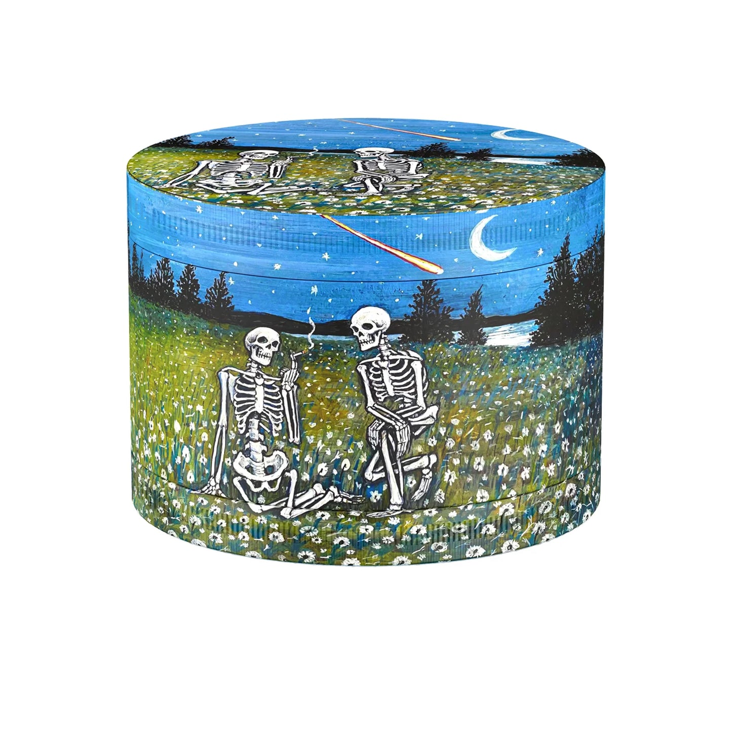 2inch/50mm Skeleton in The Flower Bed Metal Herb Grinder