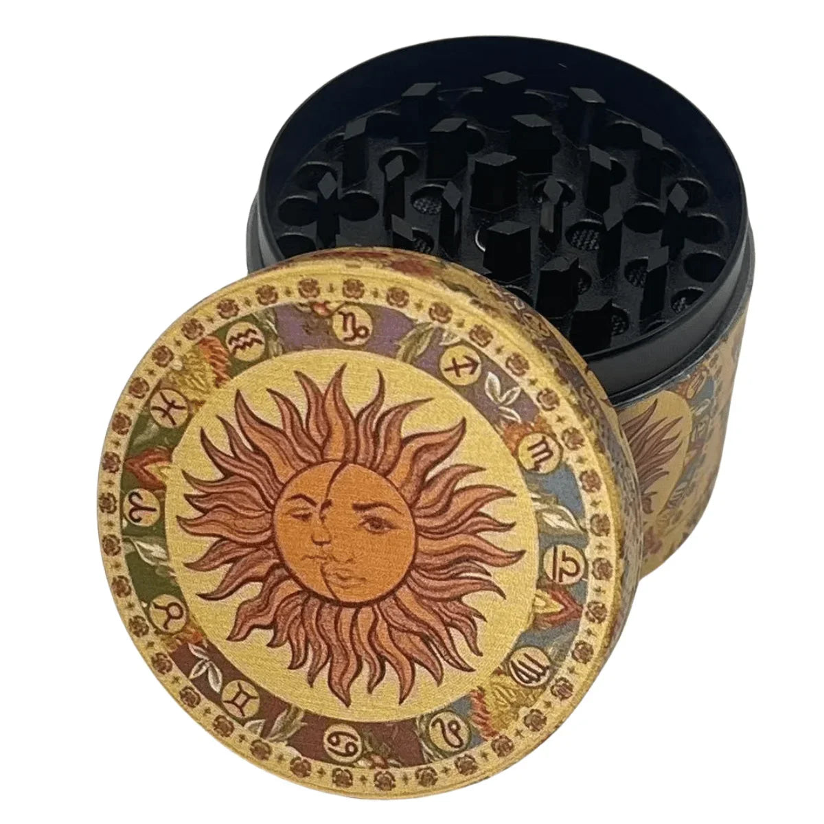 1.6/2inch Metal Sun Herb Grinder Boho Moon 4-Layers Salt Spice Mill Pepper Mortar Tobacco Grass Raw Grinder Smoking Accessories