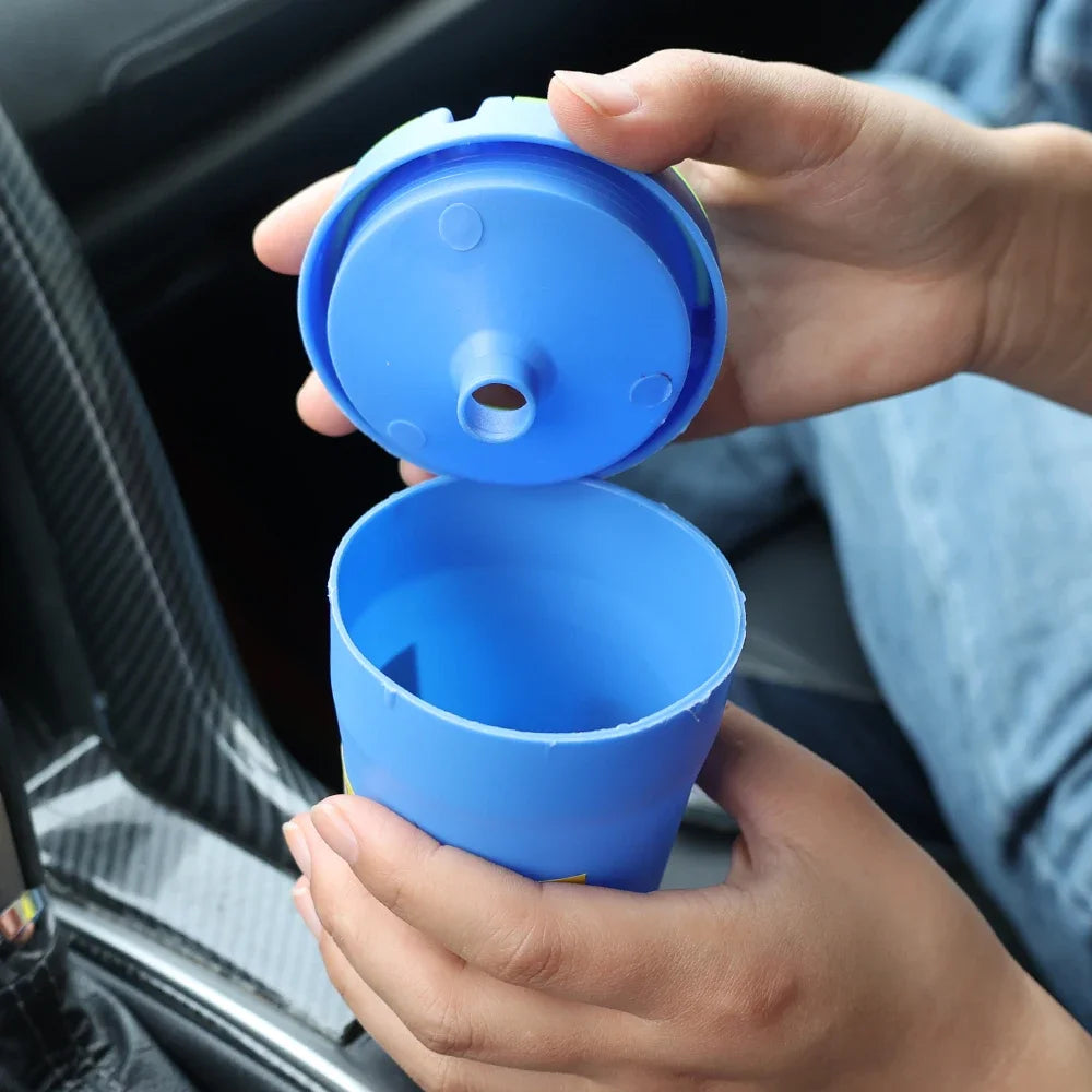 Portable Luminous Plastic Ashtray Car Large Capacity Double-layer Noctilucent Ashtray Waterproof Garbage Storage Bin Trash Can