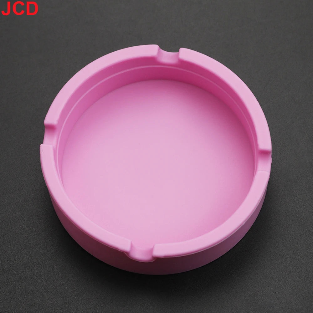 JCD 1pcs Colorful Circular Square Silicone Ashtray Light Fluorescent Smoke Convenient Cigarette Case Dropper Creative Ashtray 