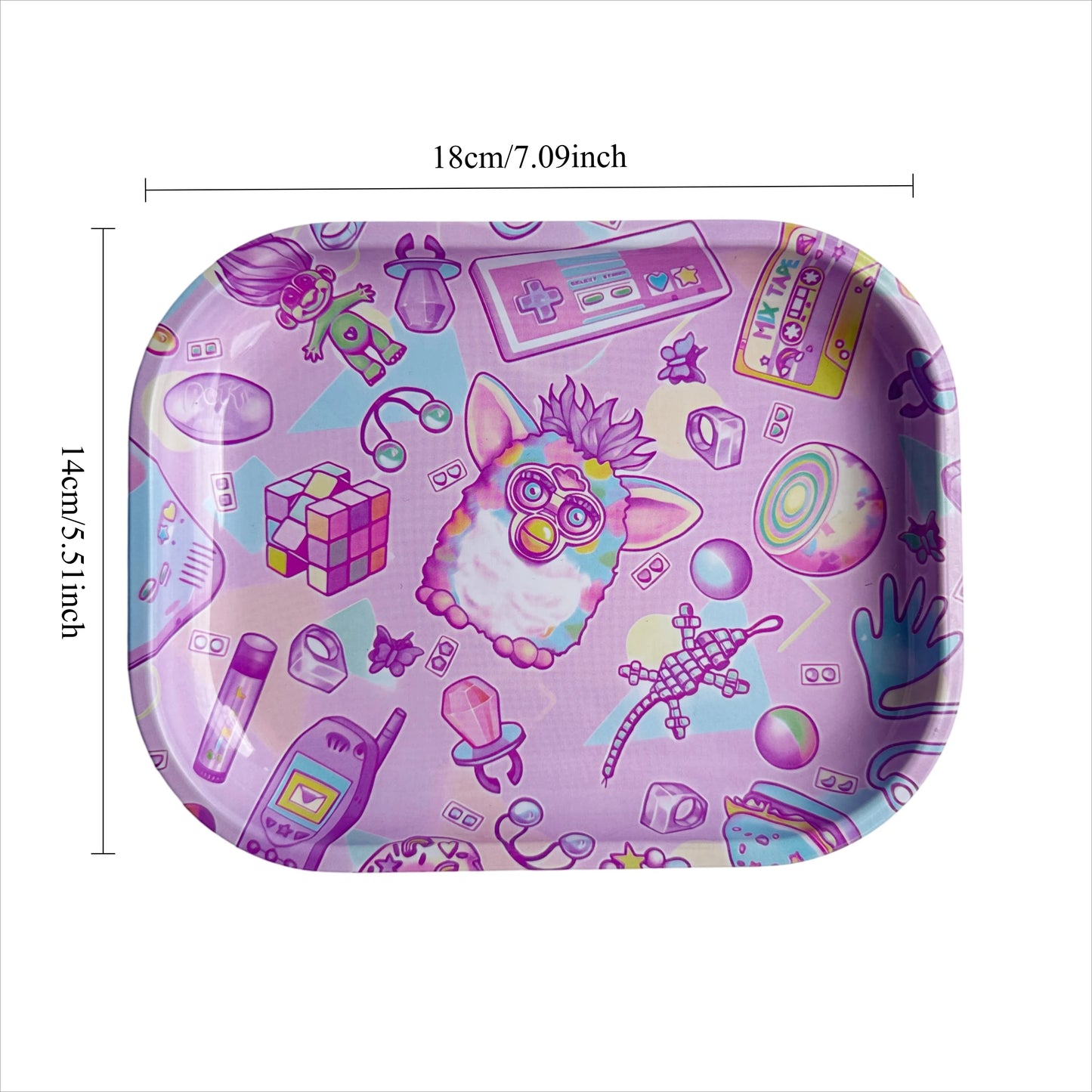 2 Pieces Cute Elf Cartoon Metal Rolling Tray and Herb Grinder Smoking Kit