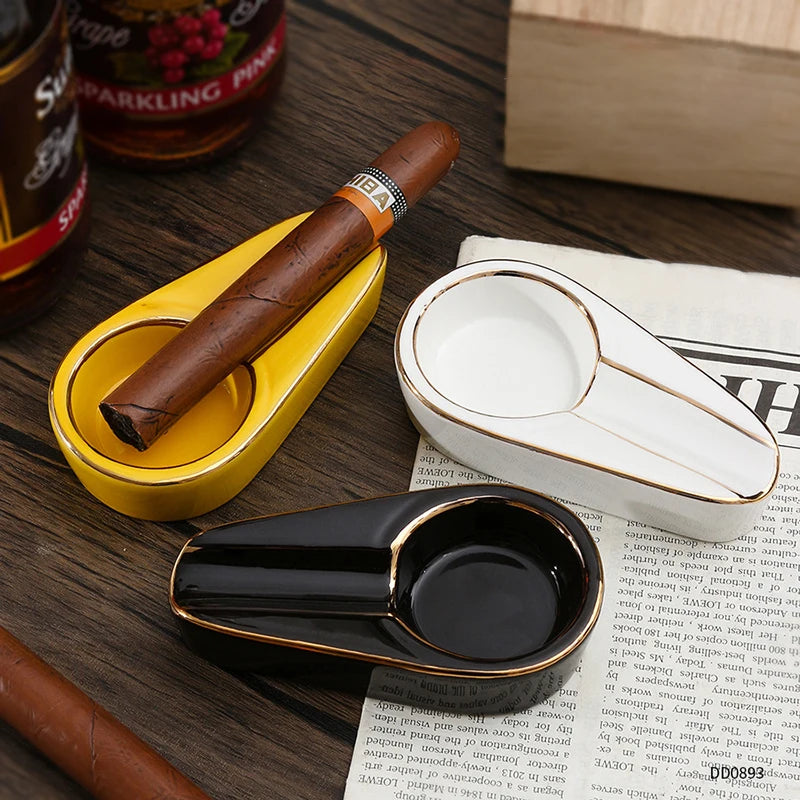 2025 New Cigar Ashtray Fashion Portable Cigar Smoking Accessories Single Slot Ceramic Cigar Ashtray Gift for Boyfriend Husband