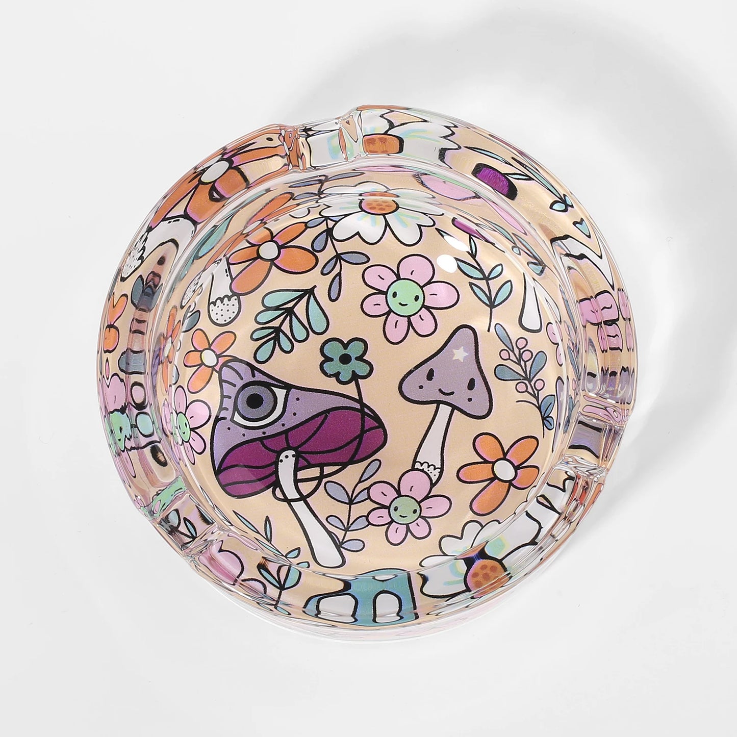 Glass Round Ashtray for Cigarettes, Portable Decorative Modern Ashtray for Home Office Indoor Outdoor Patio Use