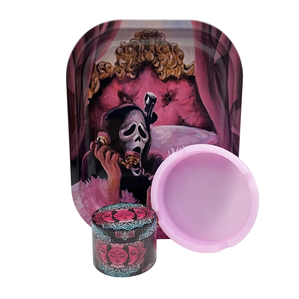 2-inch vanilla Grinder Soft Ashtray Smoking set Metal Rolling Tray 7x5.5 inch Zinc Alloy Spice Grass Grinder
