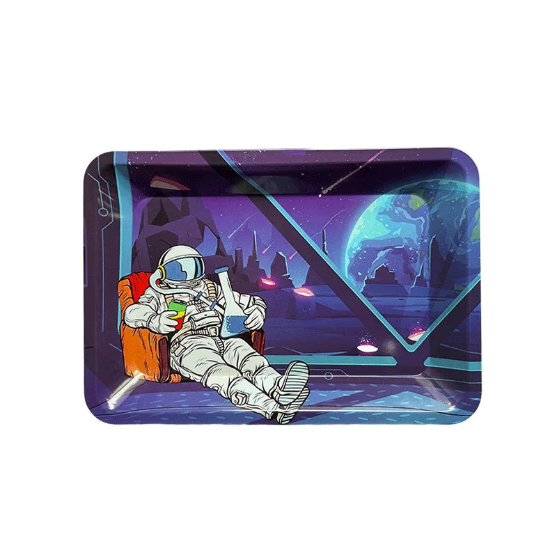 Tobacco Metal Tray Rolling Container Various Patterns 180*125mm Plate For Smoking Accessories Sundries Storage