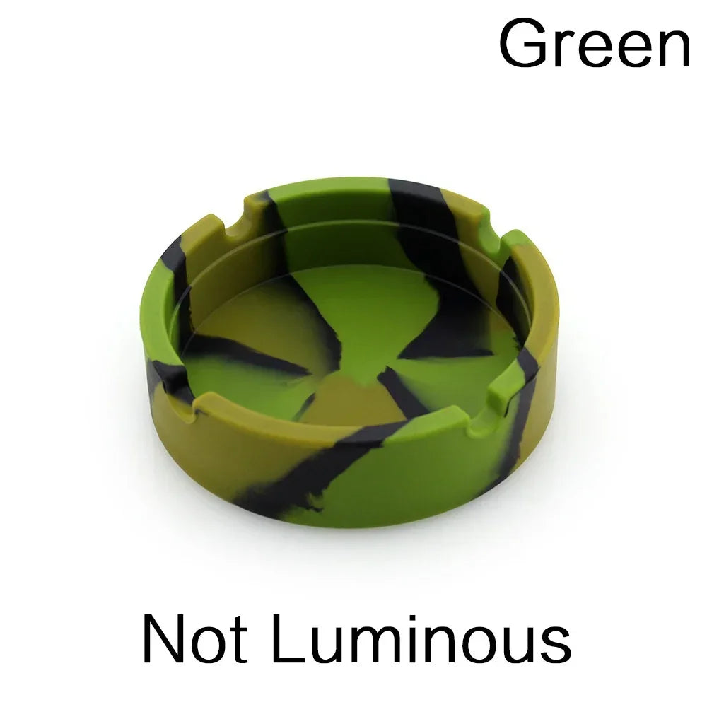 High Heat Resistant Glowing/Colourful Silicone Ashtray Light Round Ashtray Fluorescent Ashtray