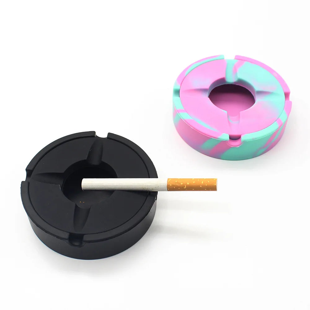 circle silicone Ashtray with cap plastic Multifunctional portable durable fashionable office home meeting room Cigarette Smoke