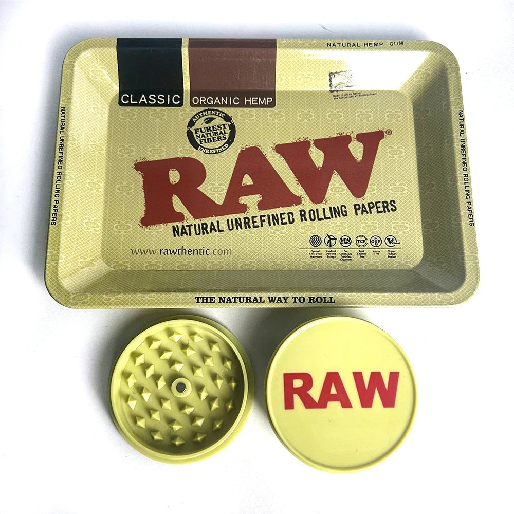 2-layer 50mm Herbal Tobacco Grinder Herb Metal Rolling Tray Kit Smoking Set Plastic Roller Maker Storage Tube