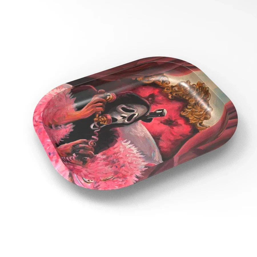 2 Pieces Skull Head Metal Rolling Tray and Herb Grinder Combo