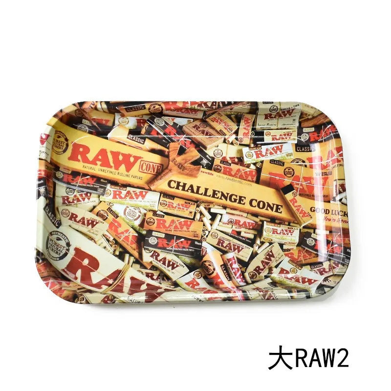 Colorful Metal Rolling Tray Tobacco Plate Cigar Smoking Accessories Sundries Storage Container 180*125mm