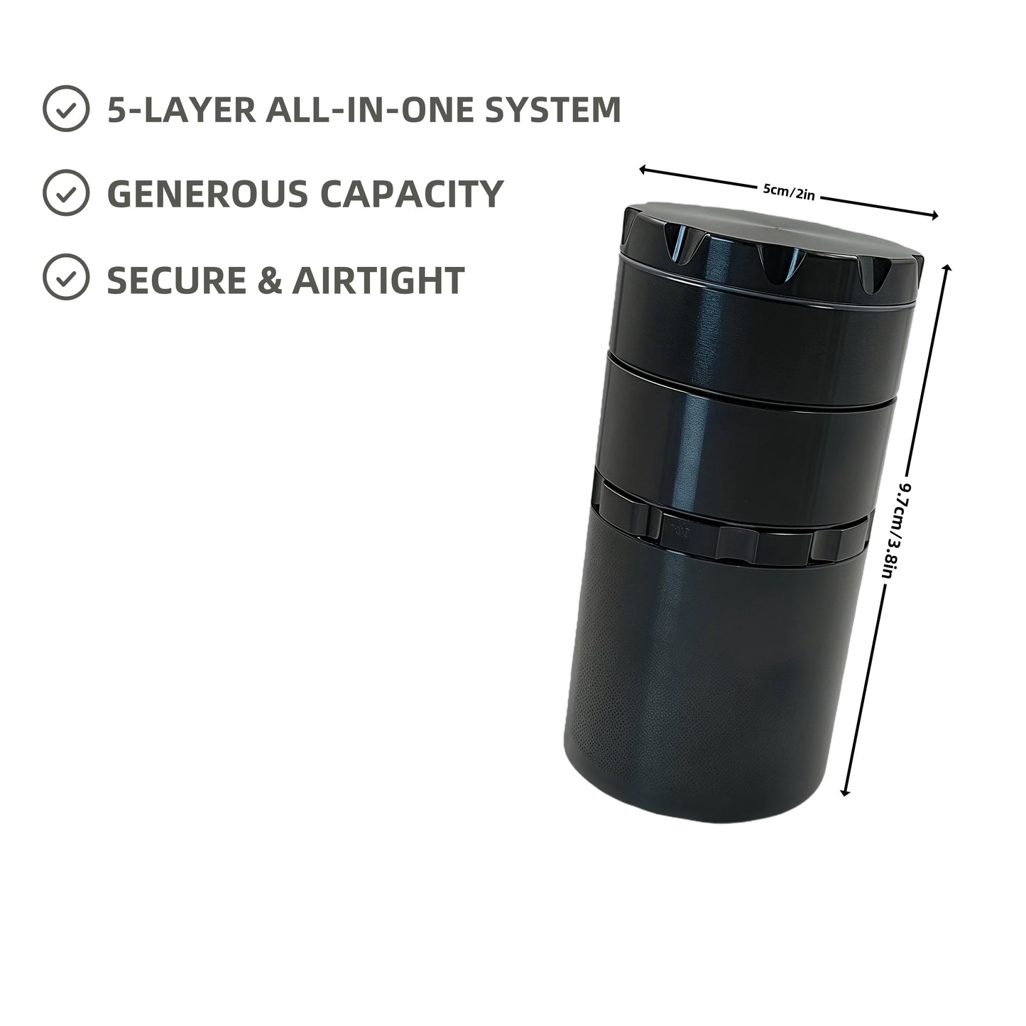 50mm 5-Layer Grinder | 8 Colors | with Storage Base & Diamond Teeth for Efficient Grind,Tobacco Accessories