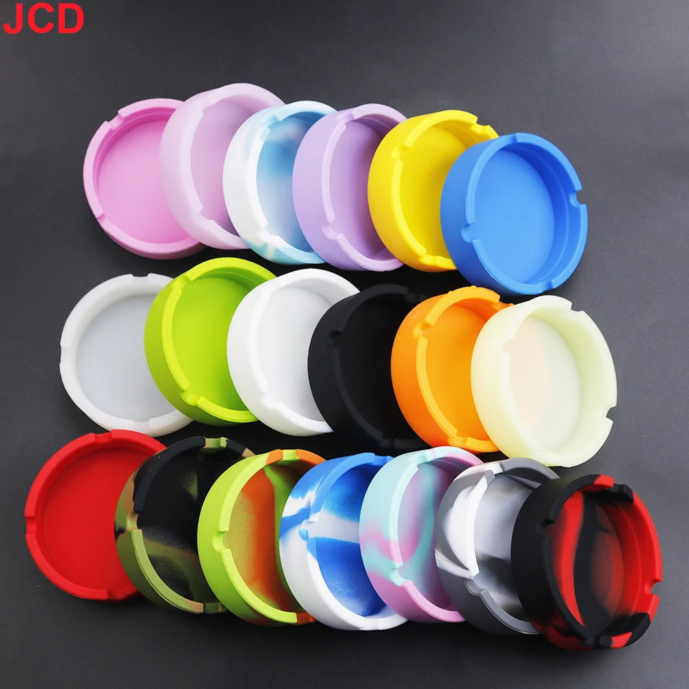 JCD 1pcs Colorful Circular Square Silicone Ashtray Light Fluorescent Smoke Convenient Cigarette Case Dropper Creative Ashtray 