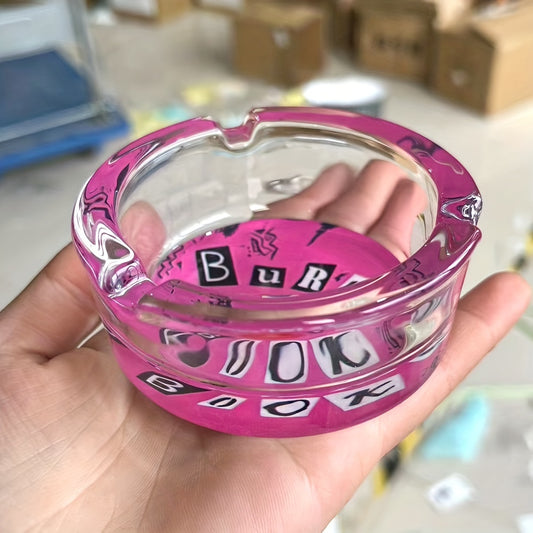 Chic Pink Glass Ashtray - 85mm Round Ash Holder for Home & Car Decor, Perfect Gift for Girlfriend's Birthday