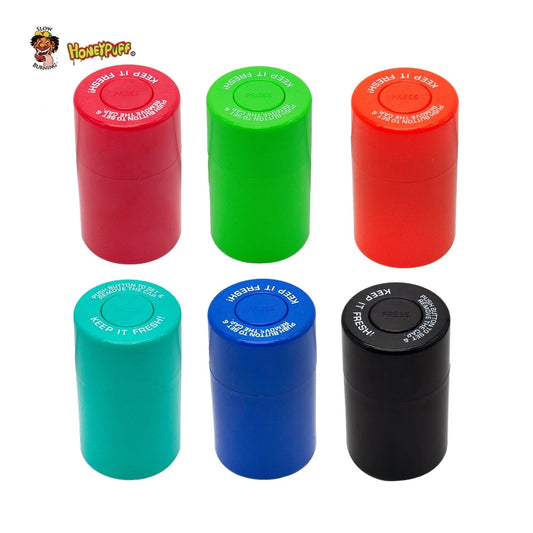 HONEYPUFF Vacuum Sealed Jar Vial Container Acrylic Plastic Storage Stash Jar Pill Bottle Case Box Tobacco Herb Container