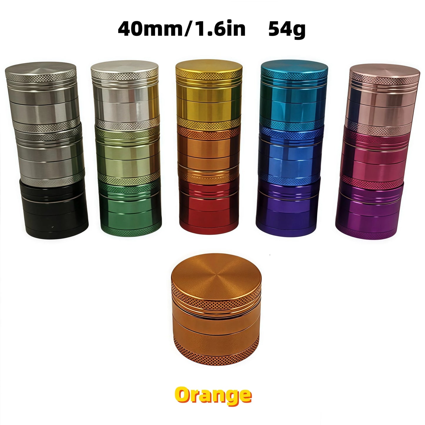 4-Layer Rainbow Tobacco Grinder - 15 Colors （ 40mm) | Aerospace Aluminum W/ Pollen Catcher,The Most Suitable