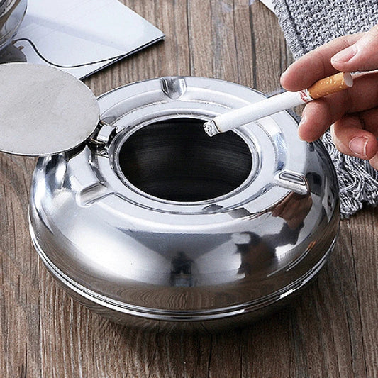 2022 New Stainless Steel Ashtray with Lid Detachable Outdoor Cigarettes Tray Holder for Home Bedroom Office Tabletop Decoration