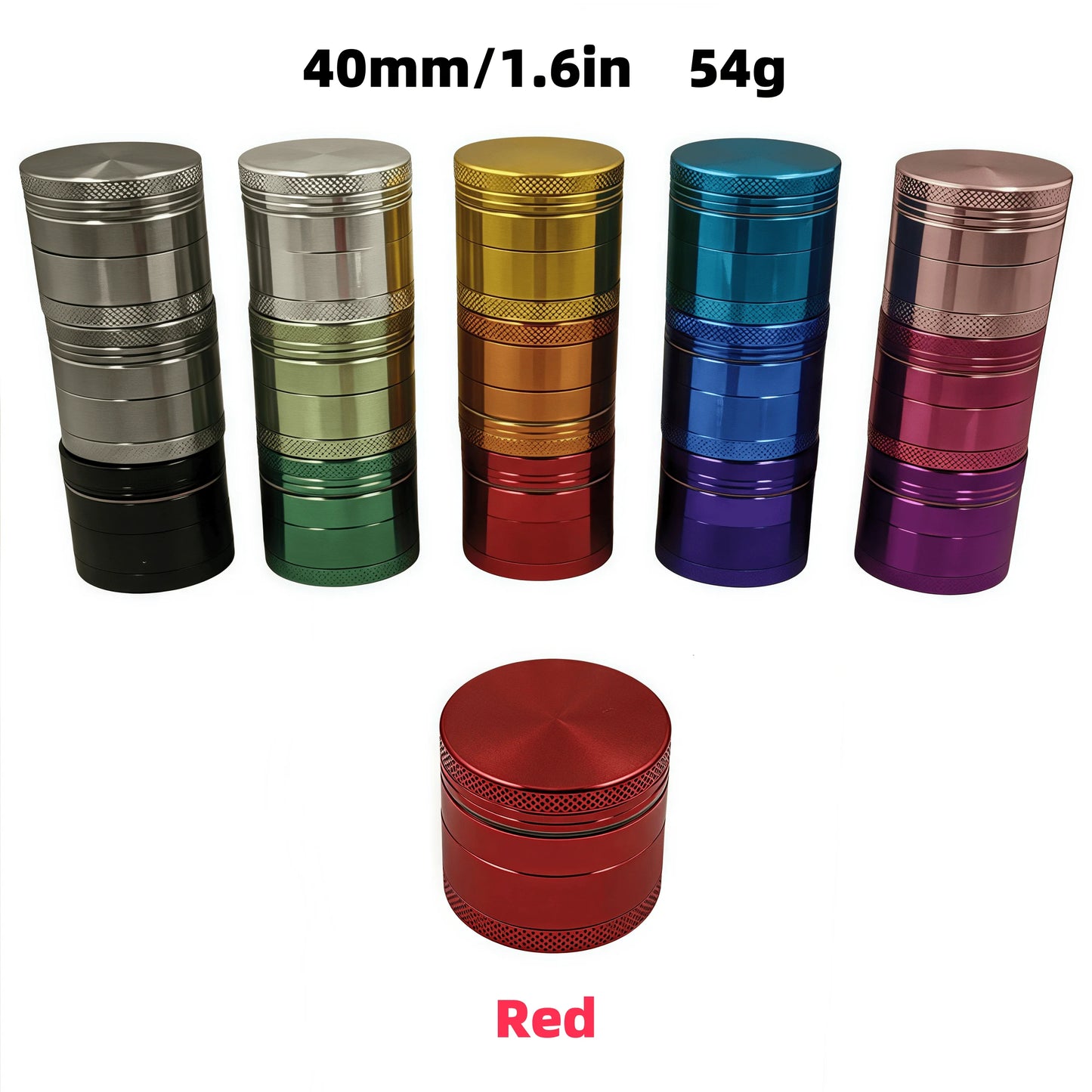 4-Layer Rainbow Tobacco Grinder - 15 Colors （ 40mm) | Aerospace Aluminum W/ Pollen Catcher,The Most Suitable