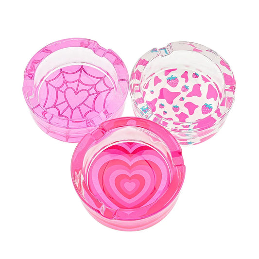 Glass Round Ashtray for Cigarettes, Portable Decorative Modern Ashtray for Home Office Indoor Outdoor Patio Use