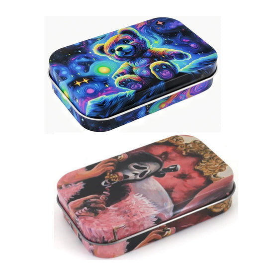Tobacco Storage Box Humidor Rolling Paper Box Metal Cigarette Tinplate Case Jewelry Candy Coin Key Organizer Flip Gifts Sealed