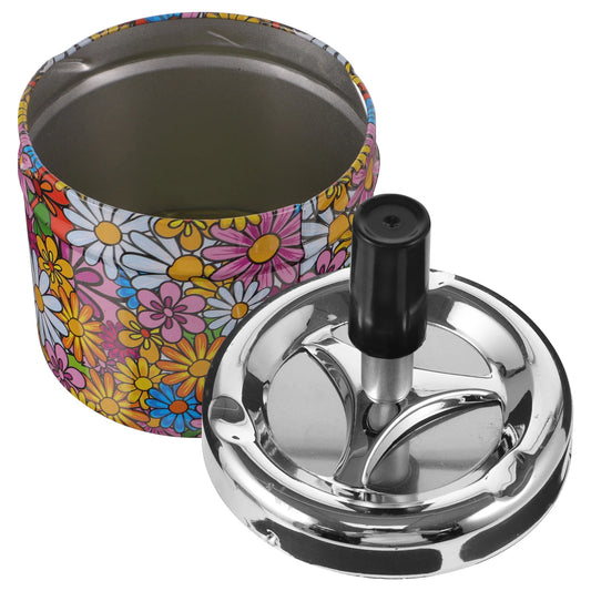 Swivel Lid Automatic Cigarette Extinguisher Metal Ashtray Waste Bin Small Desktop Tray Outdoor Container Indoor Holder Household