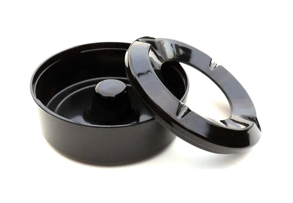 Black Round Ashtray with Lid Windproof Mylar Ashtray