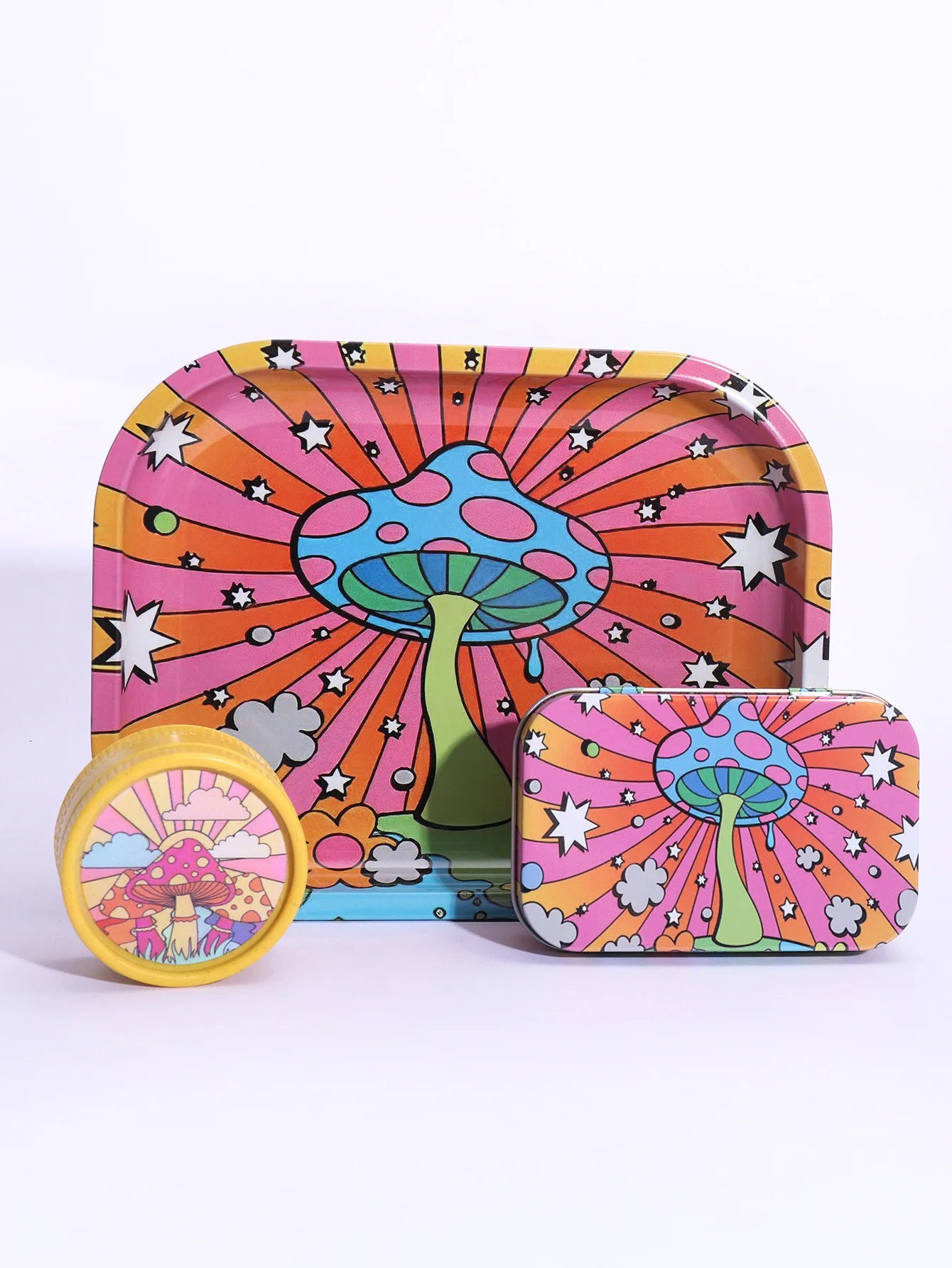 3set Smoking Set Rolling Tray and Double-Layer Grinder Tinplate Box  Degradable Smoker Kit