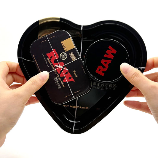 Love-Shaped Cigarette Tray Tobacco Metal Rolling Tray 16.5x18CM Plate 60MM Plastics Herb Grinder 2 layer Cigarette Spice Crusher