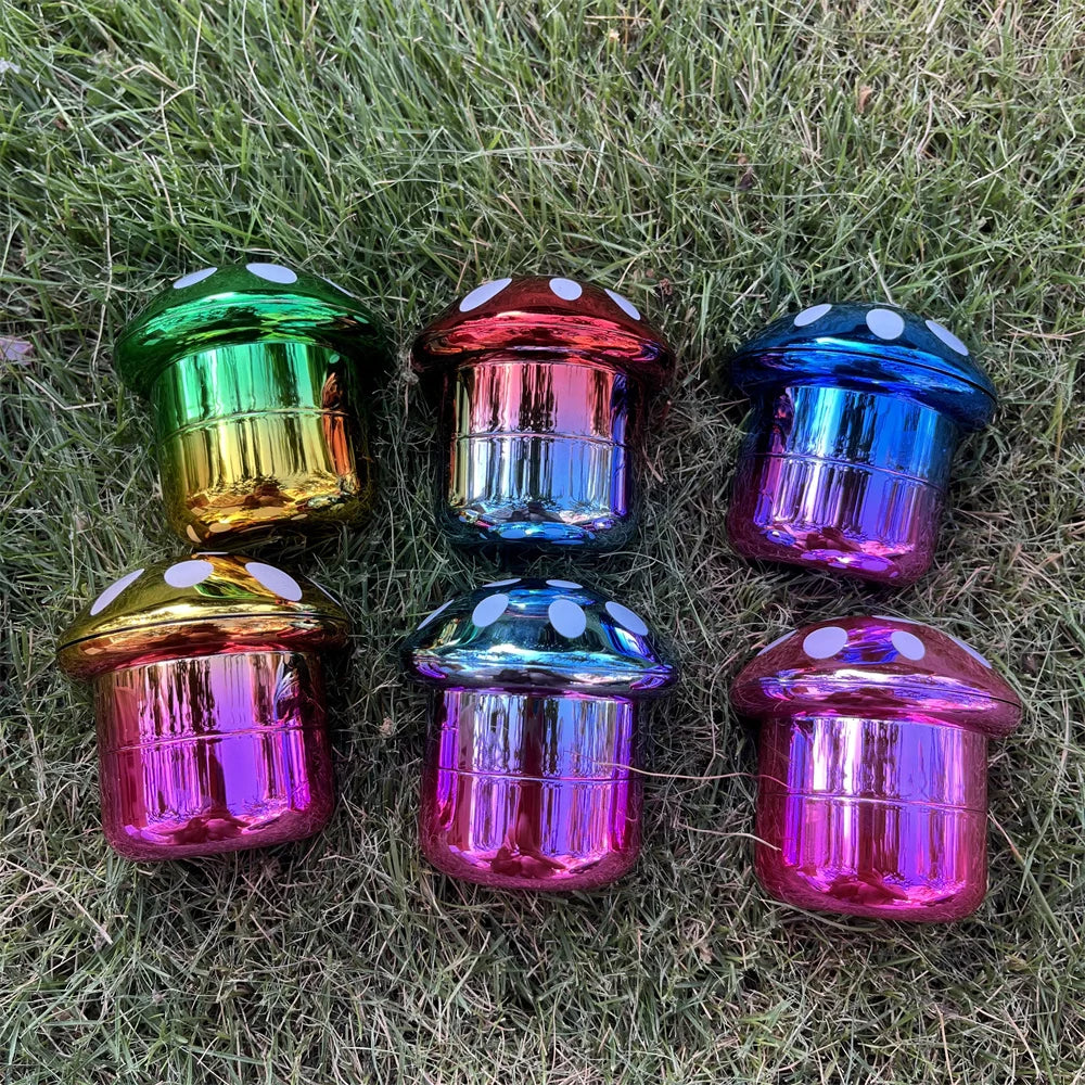 Portable Mushroom-Shaped 4-Layer Herb and Spice Grinder Metal Durable Construction, Manual Handheld Operation