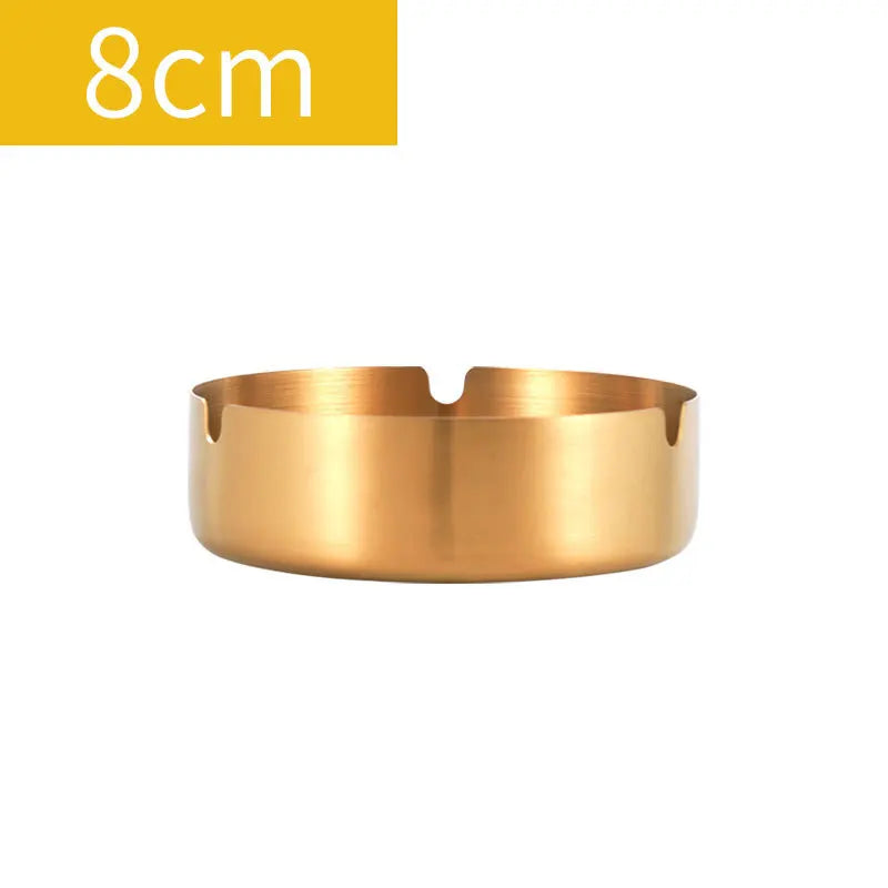Round Stainless Steel Cigarette Ashtray Portable Tabletop Silver Metal Ash Tray for Smoker Fly Ash Proof Home Decoration