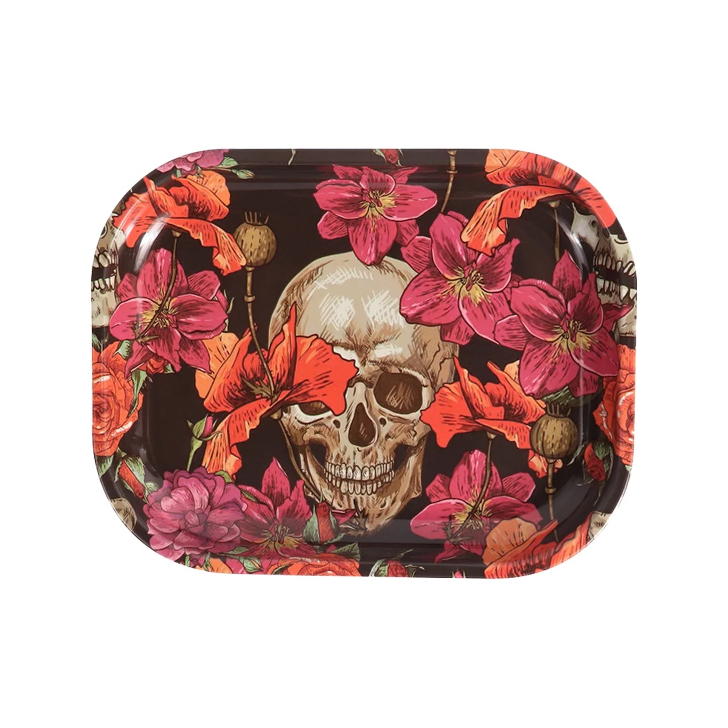 2 Pieces Skull Head Metal Rolling Tray and Herb Grinder Combo