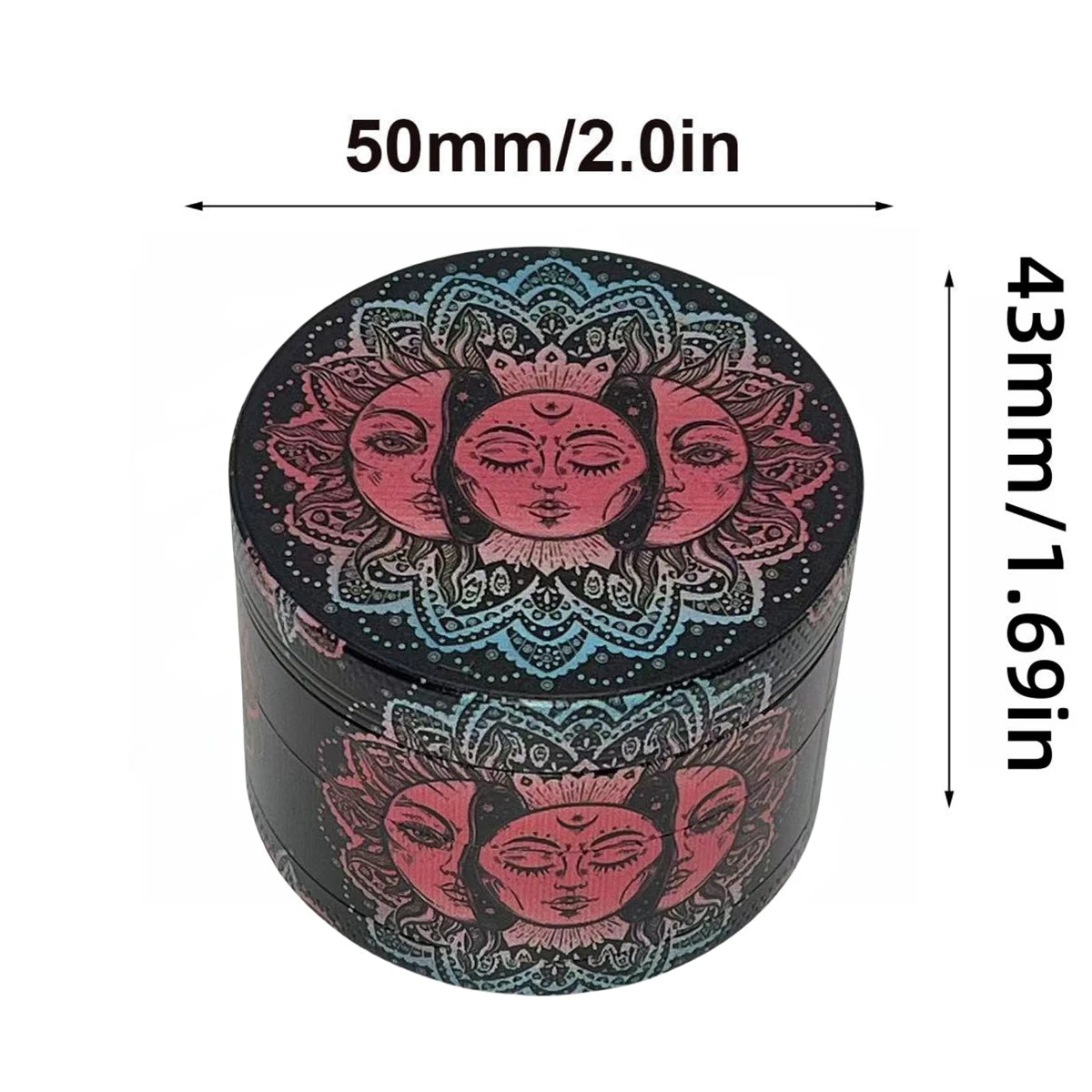 1.6/2inch Metal Sun Herb Grinder Boho Moon 4-Layers Salt Spice Mill Pepper Mortar Tobacco Grass Raw Grinder Smoking Accessories