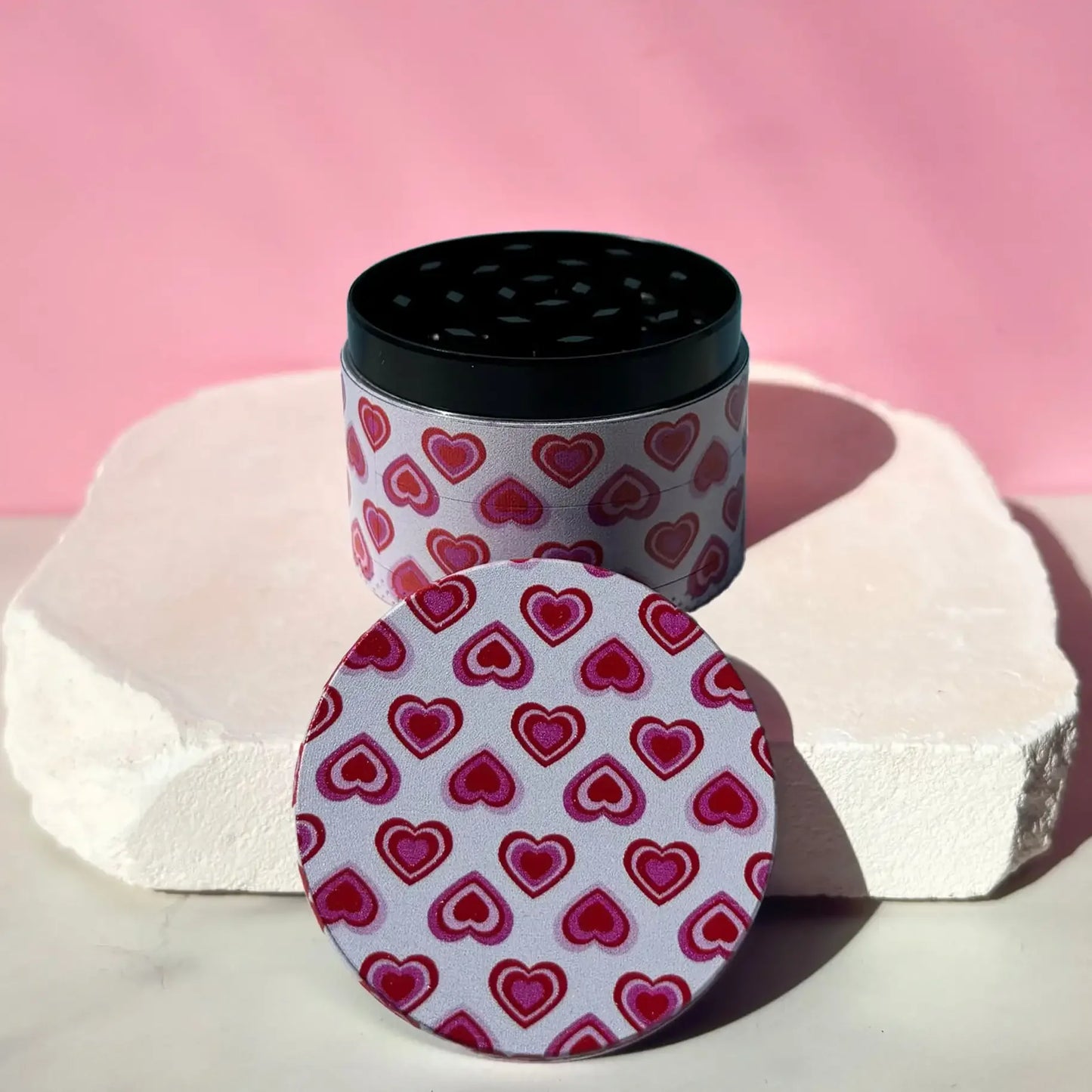2" LOVE Heart Printing Herb Grinder 4-layer Grinder with Pollen Catcher Gifts for Her