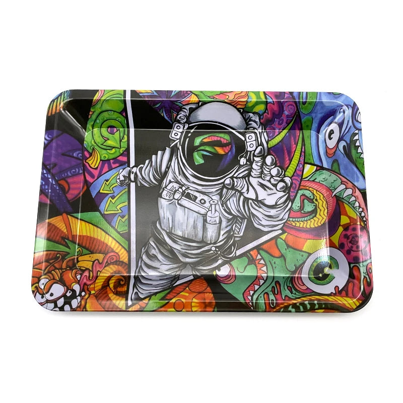 180*125mm Pink Girly Metal Rolling Tray Tobacco Herb Trays Smoking Accessories Rolling Tool 420 Leaves Print