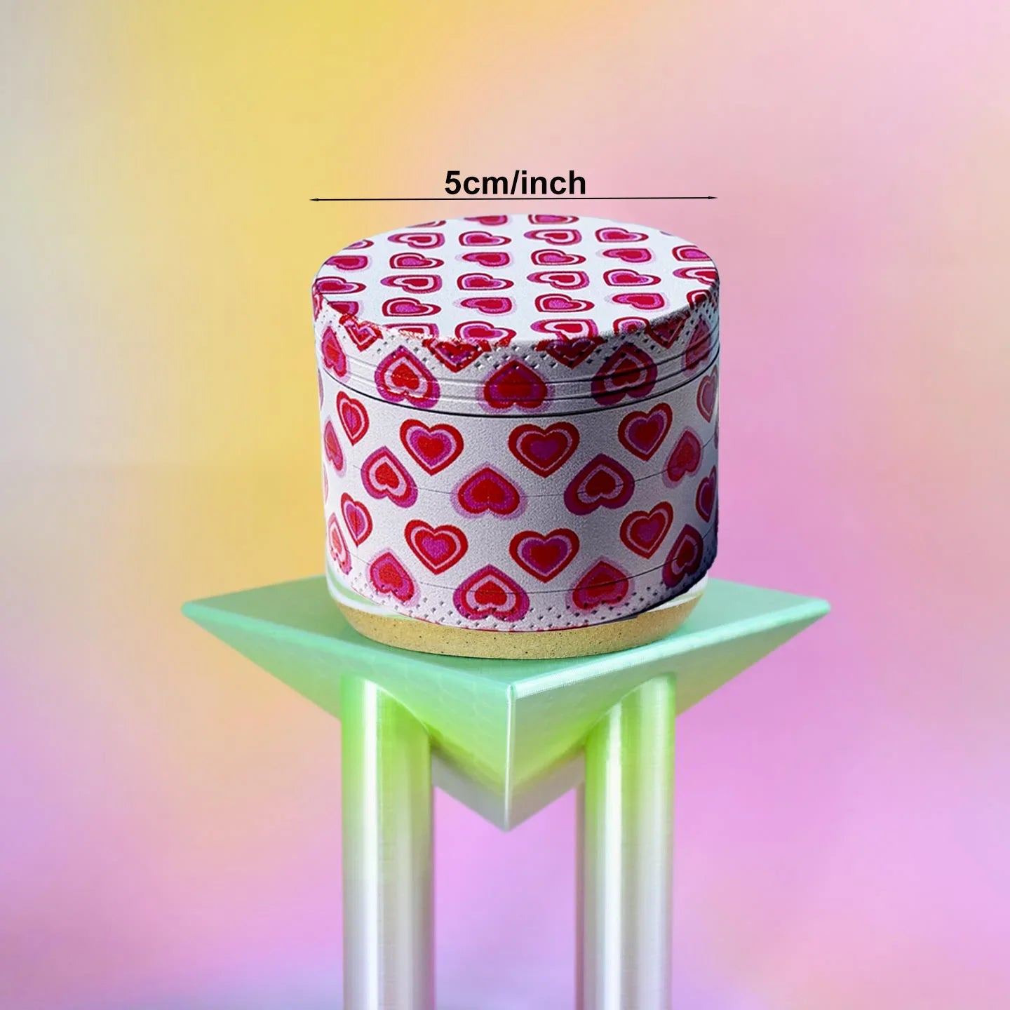 2" LOVE Heart Printing Herb Grinder 4-layer Grinder with Pollen Catcher Gifts for Her