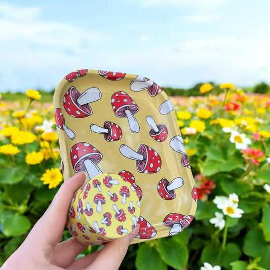 1/2Pack Mushroom Rolling Tray and Herb Grinder