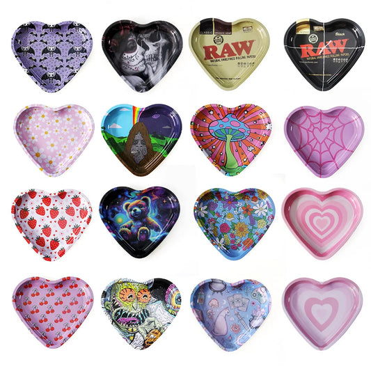 Love-Shaped Cigarette Tray Tobacco Metal Rolling Tray 16.5x18CM Plate Cmoking Smoking Accessories Storage Tray