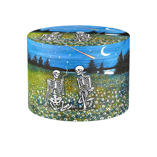 2inch/50mm Skeleton in The Flower Bed Metal Herb Grinder