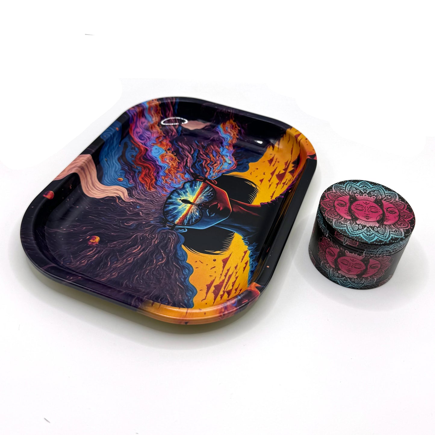 Metal 18X14CM Metal Rolling Maker Tray Kit with 2inch 50MM Smoke Herb Grinder Tobacco Set Spice Herb Tool Gift