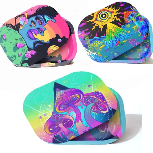 Tobacco Rolling Tray 18*14cm Serving Tray High Quality With Magnetic Lid Cover Storage Trays Various Patterns Wholesale