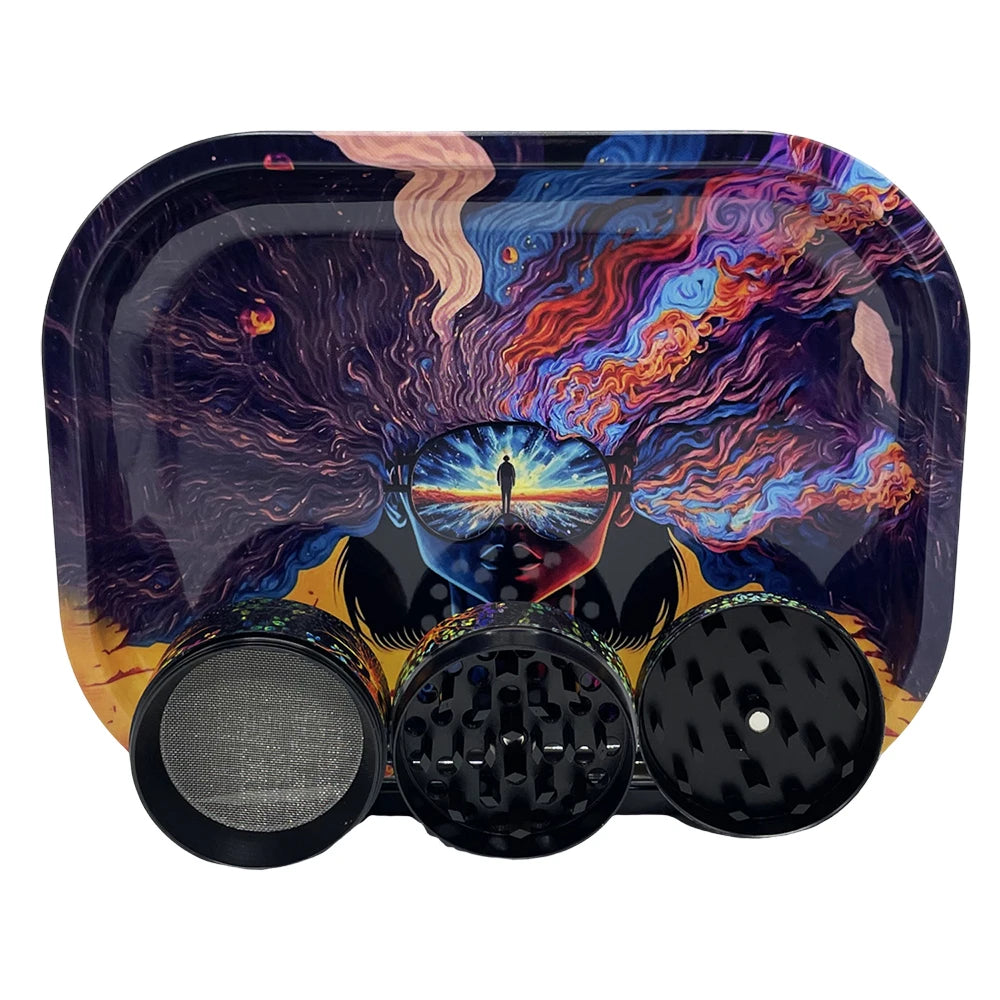 2-inch vanilla Grinder Soft Ashtray Smoking set Metal Rolling Tray 7x5.5 inch Zinc Alloy Spice Grass Grinder