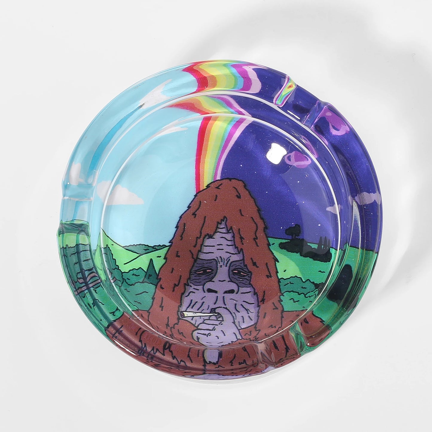 Glass Round Ashtray for Cigarettes, Portable Decorative Modern Ashtray for Home Office Indoor Outdoor Patio Use